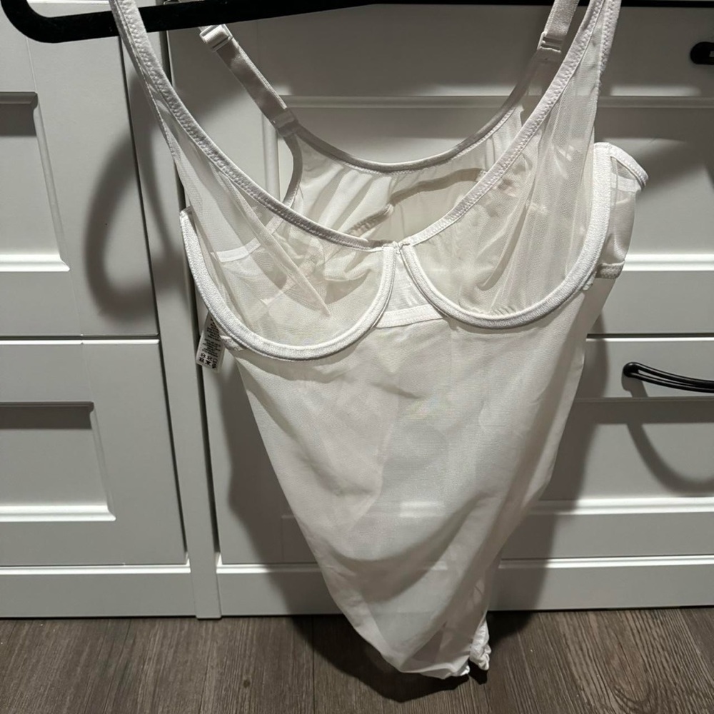 SKIMS White Ultrafine Mesh Bodysuit